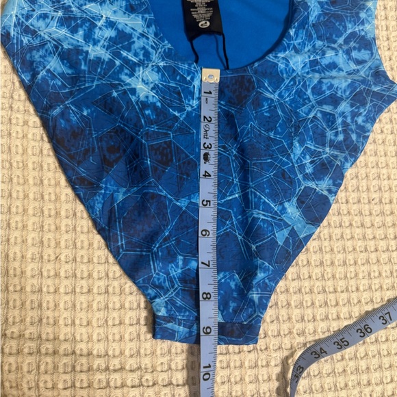 NWOT Blue Patterned One Piece Swimsuit - Picture 8 of 12